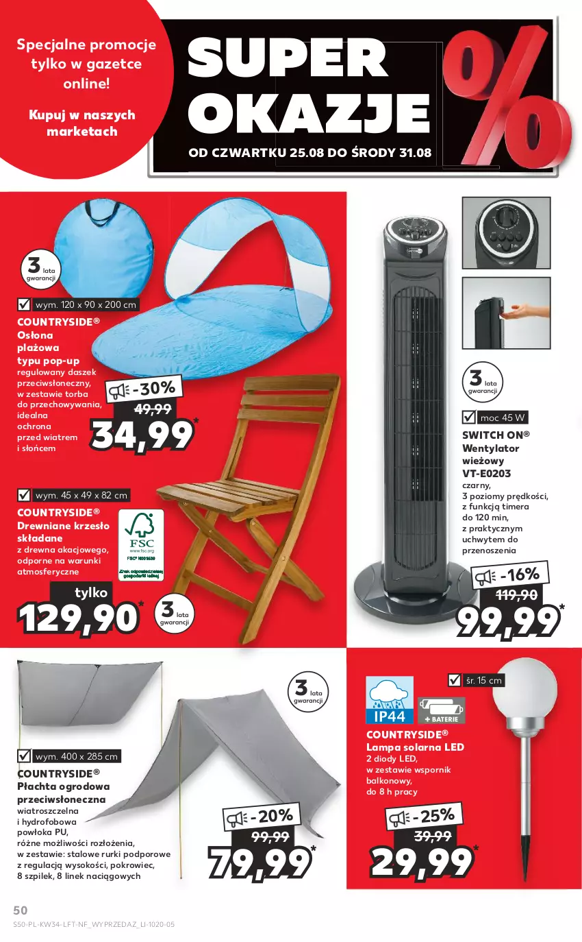 Gazetka promocyjna Kaufland - OFERTA TYGODNIA - ważna 25.08 do 31.08.2022 - strona 50 - produkty: Krzesło, Krzesło składane, Lampa, Pokrowiec, Por, Rurki, Sok, Torba