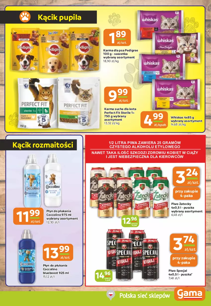 Gazetka promocyjna Gama - Gazetka Gama - ważna 25.07 do 06.08.2024 - strona 9 - produkty: Coccolino, Gra, Pedigree, Piec, Piwa, Piwo, Płyn do płukania, Whiskas