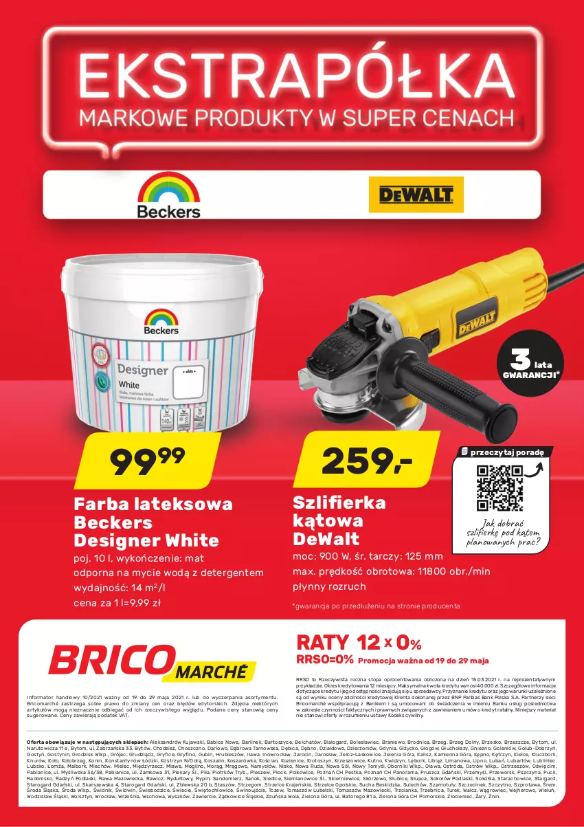 Gazetka promocyjna Bricomarche - Gazetka - ważna 19.05 do 29.05.2021 - strona 16 - produkty: Beckers, BIC, Fa, Farba lateksowa, Gry, Kosz, Kujawski, Namysłów, Podlaski, Por, Rama, Sok, Sokół, Sokołów, Sól, Sprzedawcy, Szal, Szlifierka, Szlifierka kątowa, Szprot, Top, Wino