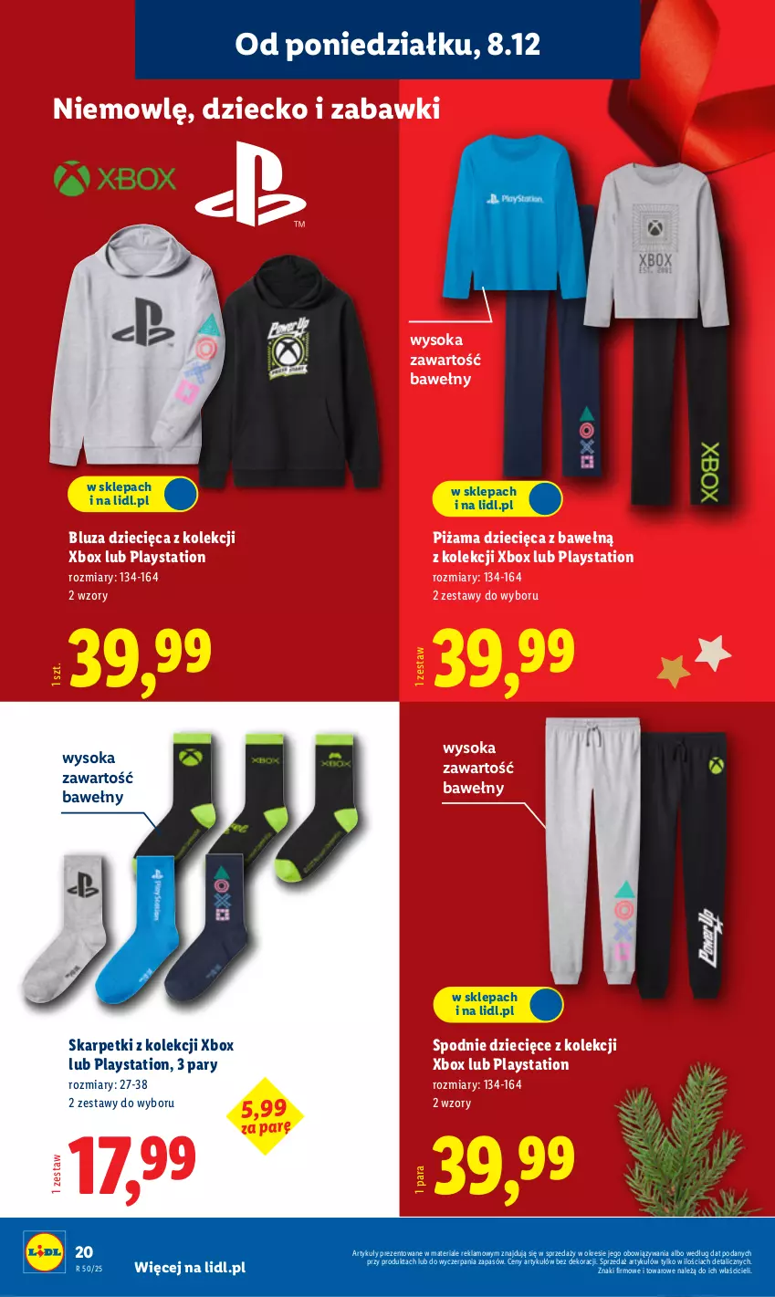 Gazetka promocyjna Lidl - GAZETKA - ważna 08.12 do 14.12.2025 - strona 26 - produkty: Bluza, Dzieci, Karp, Piżama, PlayStation, Skarpetki, Sok, Spodnie, Xbox