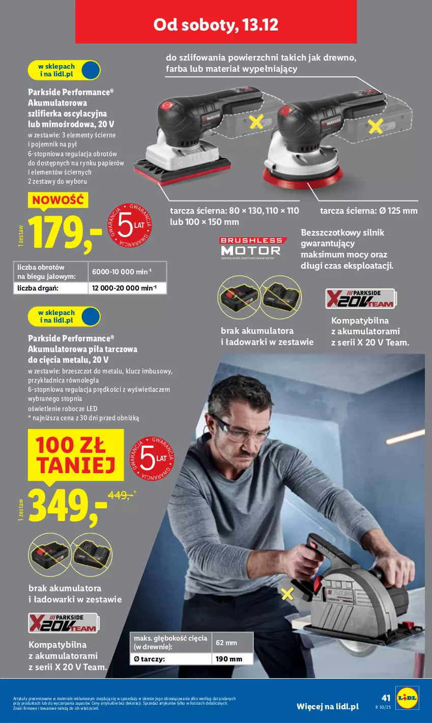 Gazetka promocyjna Lidl - GAZETKA - ważna 08.12 do 14.12.2025 - strona 49 - produkty: Akumulator, Fa, Papier, Parkside, Pojemnik, Ser, Szlifierka, Top