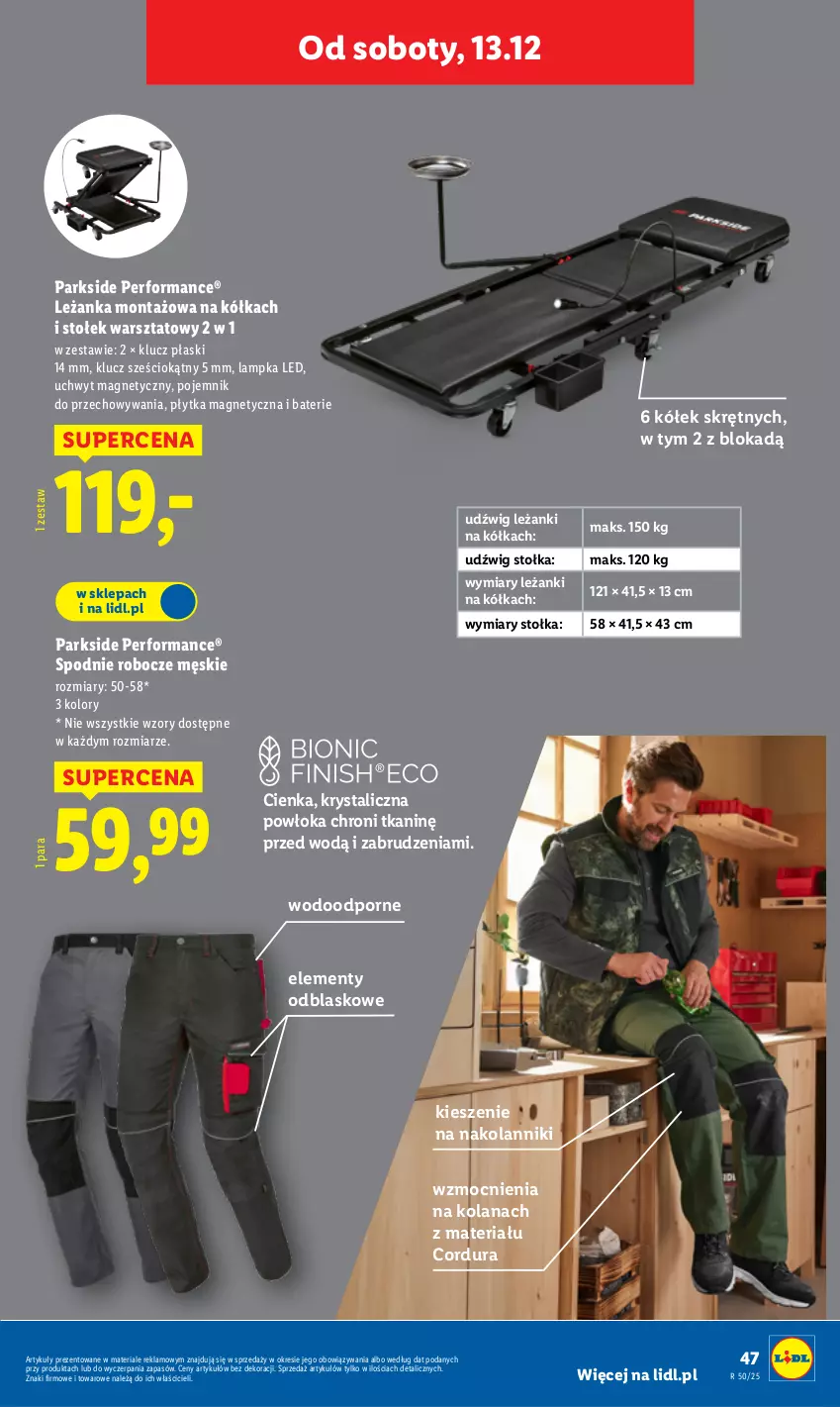 Gazetka promocyjna Lidl - GAZETKA - ważna 08.12 do 14.12.2025 - strona 55 - produkty: Dźwig, LANA, Leżanka, Parkside, Płytka, Pojemnik, Pojemnik do przechowywania, Por, Spodnie, Stołek