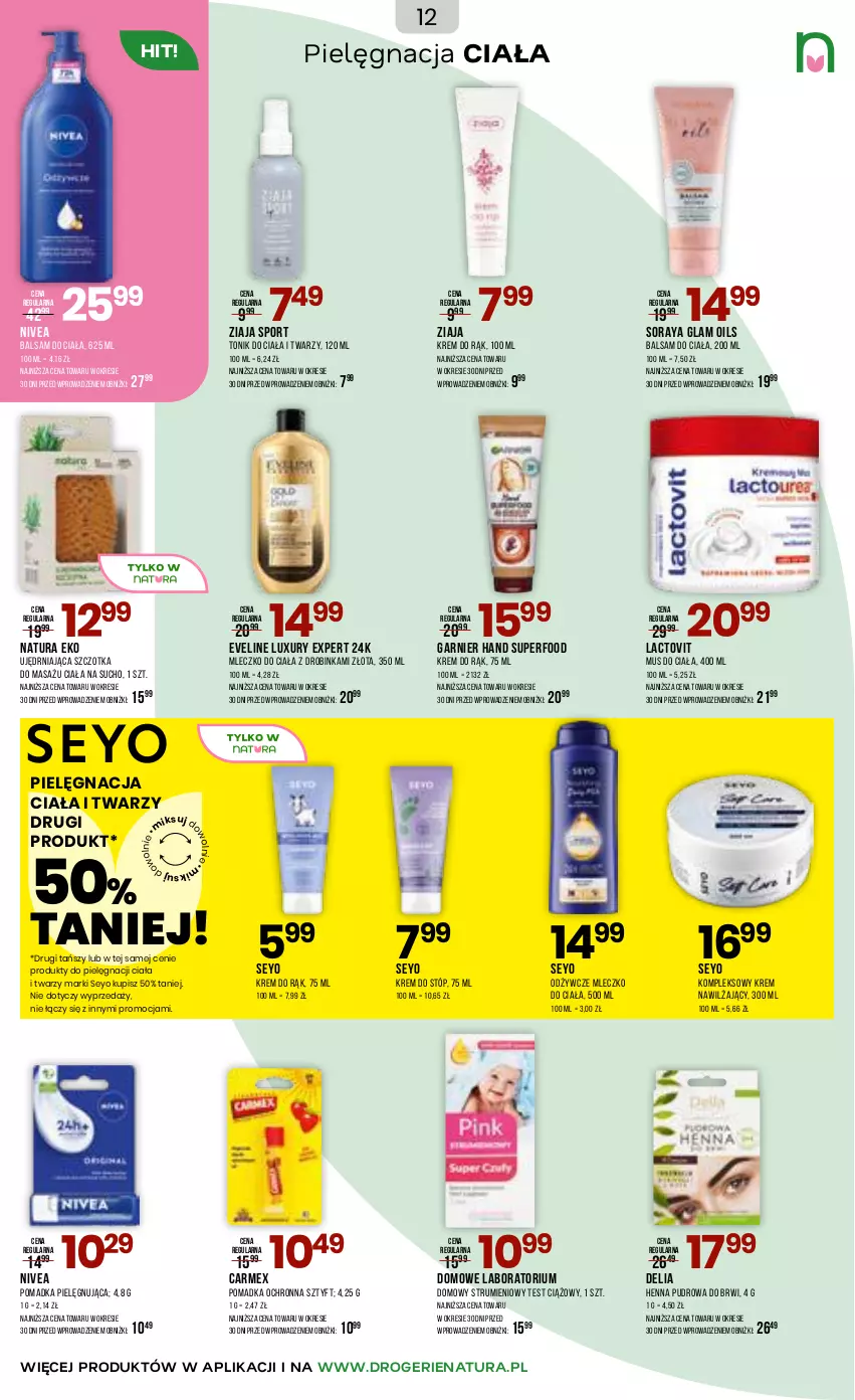Gazetka promocyjna Drogerie Natura - Gazetka Drogerie Natura - ważna 16.02 do 04.03.2026 - strona 12 - produkty: Balsam do ciała, Eveline, Garnier, Inka, Krem do rąk, Krem do stóp, Krem nawilżający, Mleczko, Mleczko do ciała, Mus, Nivea, Por, Rum, Sport, Szczotka, Tonik, Ziaja