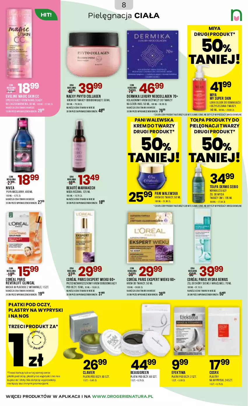 Gazetka promocyjna Drogerie Natura - Gazetka Drogerie Natura - ważna 16.02 do 04.03.2026 - strona 8 - produkty: Clin, Dermika, Eveline, Kolagen, Krem do twarzy, Krem nawilżający, Krem odżywczy, Makijaż, Mars, Maska, Maska w płachcie, Nivea, Olej, Olejek do demakijażu, Phyto, Płyn micelarny, Róża, Tołpa, Woda