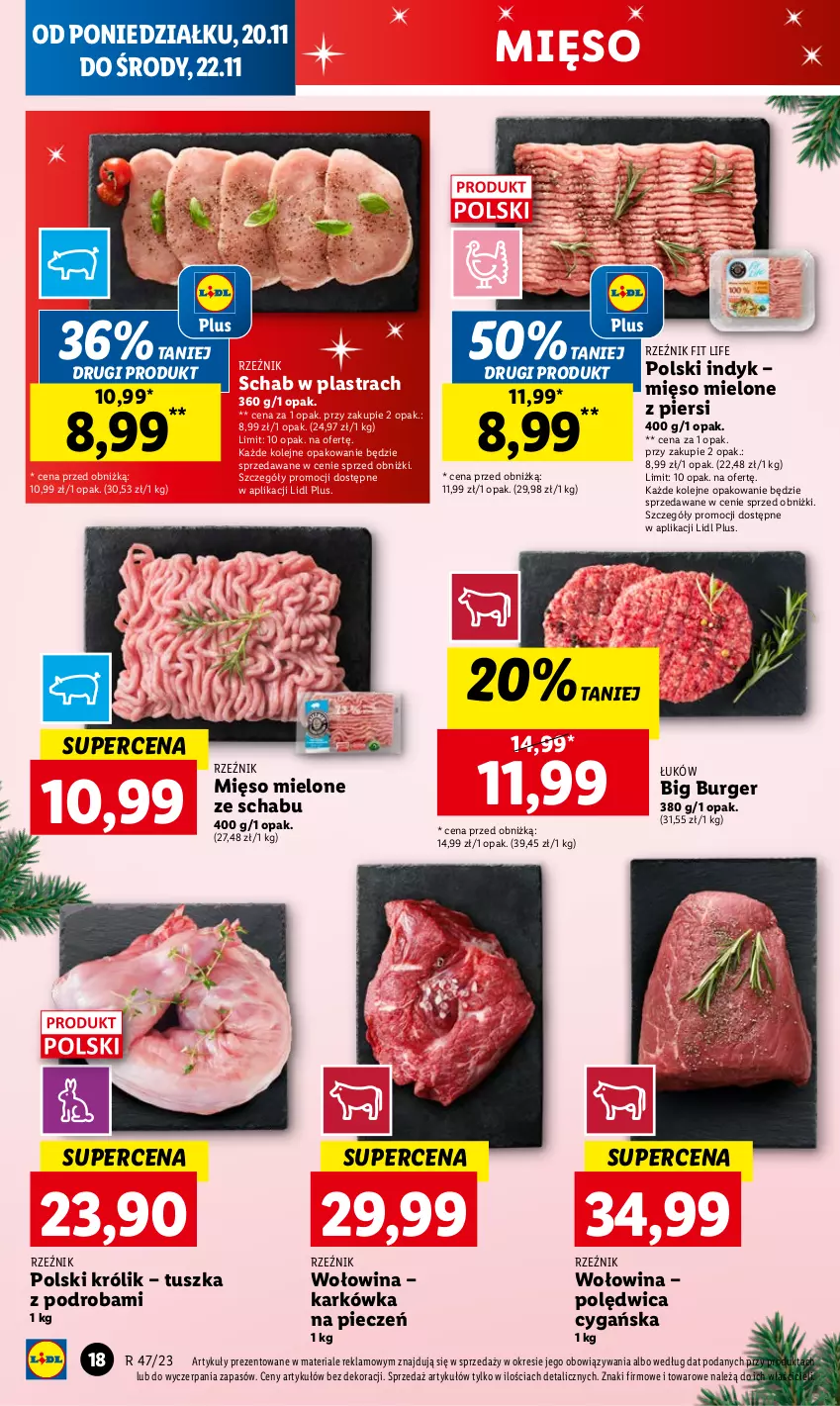 Gazetka promocyjna Lidl - GAZETKA - ważna 20.11 do 22.11.2023 - strona 22 - produkty: Burger, Królik, Mięso, Mięso mielone, Olej, Piec, Polędwica, Tusz, Wołowina