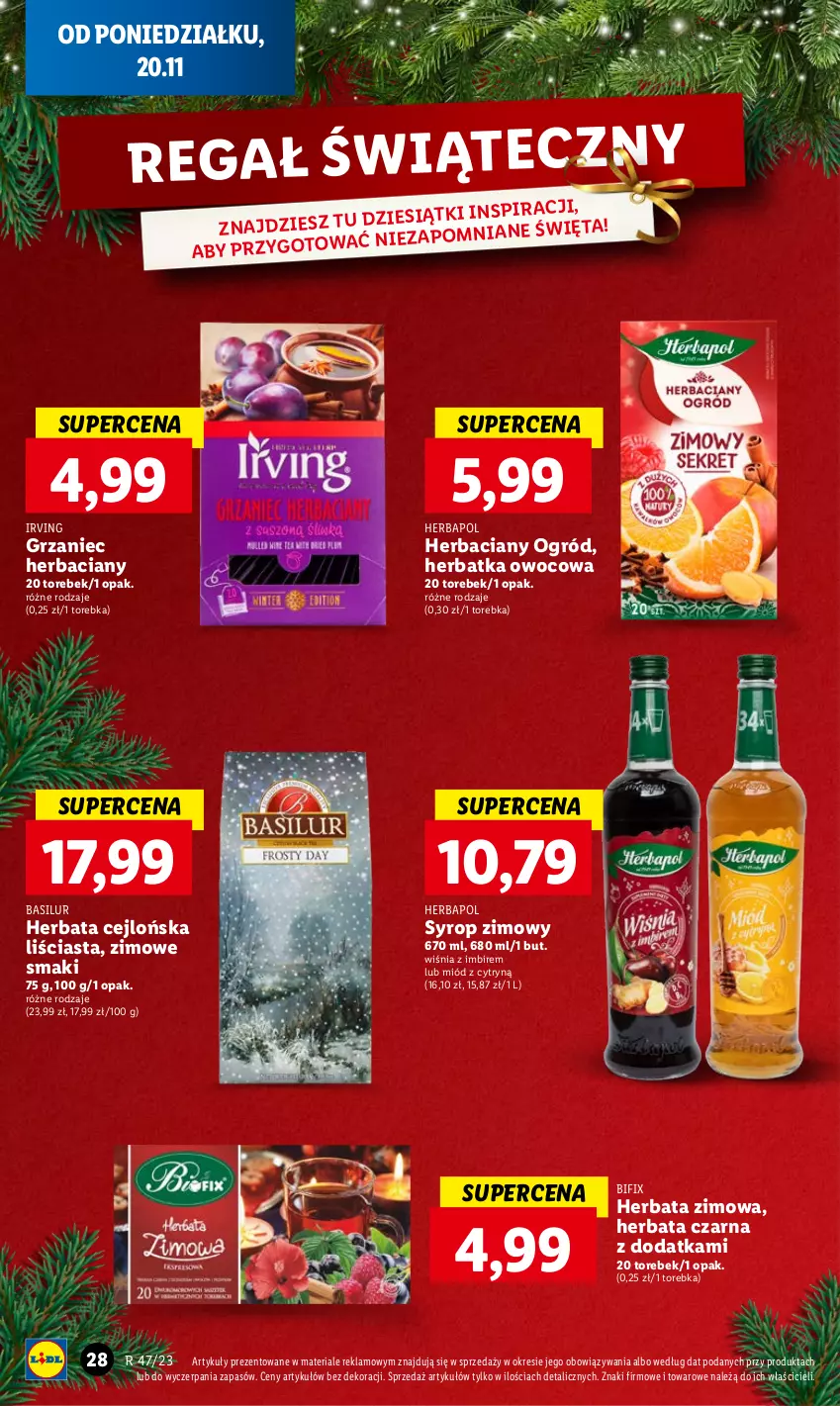 Gazetka promocyjna Lidl - GAZETKA - ważna 20.11 do 22.11.2023 - strona 32 - produkty: Herbapol, Herbata, Herbata czarna, Imbir, Irving, Miód, Ogród, Regał, Syrop, Torebka