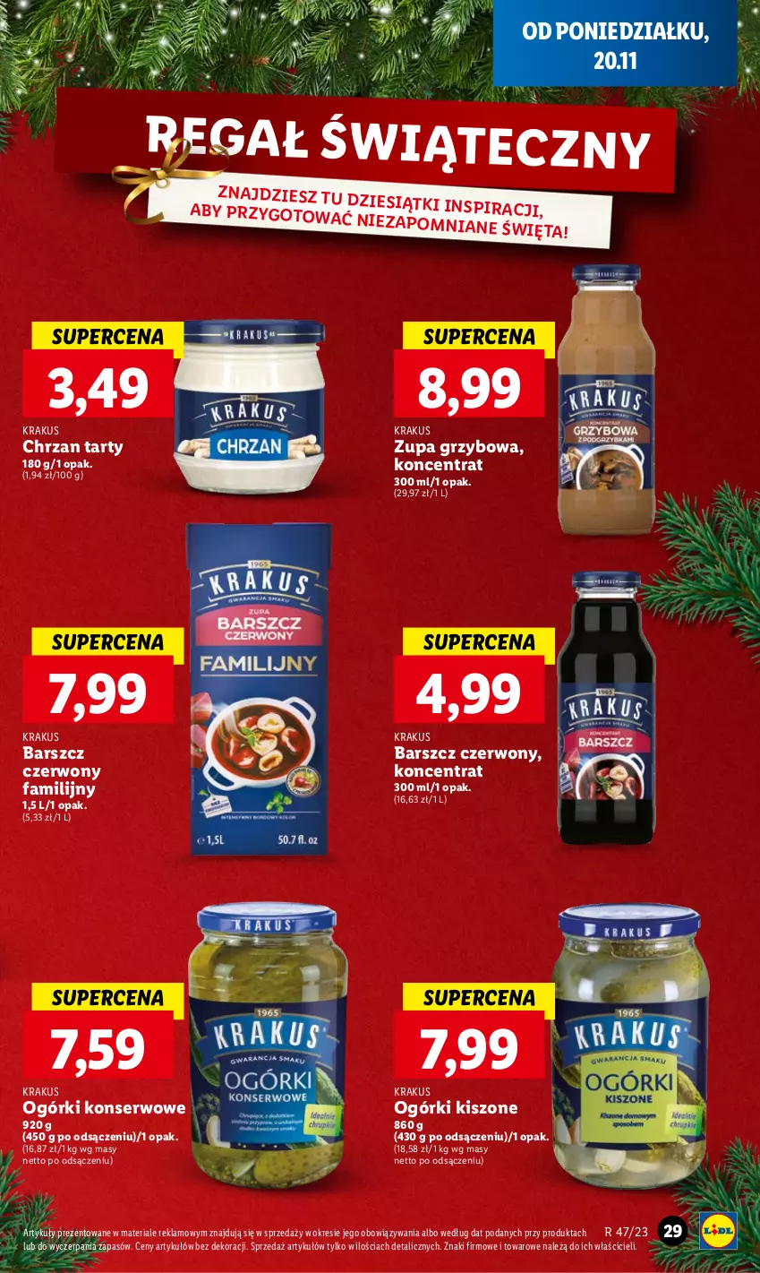 Gazetka promocyjna Lidl - GAZETKA - ważna 20.11 do 22.11.2023 - strona 33 - produkty: Chrzan, Fa, Krakus, Ogórki konserwowe, Regał, Ser, Zupa