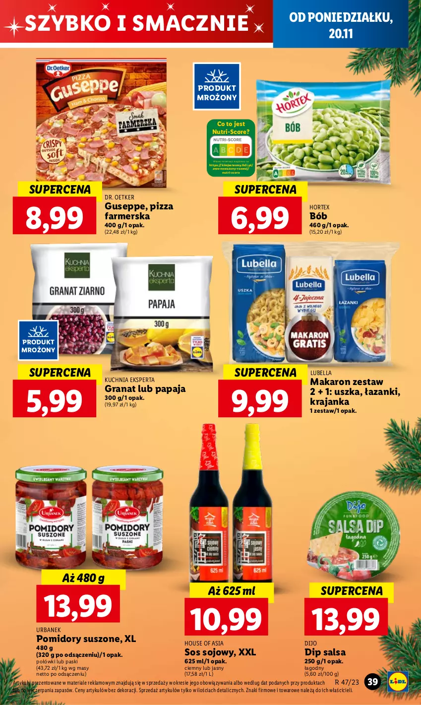 Gazetka promocyjna Lidl - GAZETKA - ważna 20.11 do 22.11.2023 - strona 49 - produkty: Bell, Bella, Dr. Oetker, Fa, Gra, Granat, Hortex, House of Asia, Kuchnia, Lubella, Makaron, Papaja, Pizza, Pomidory, Salsa, Sos, Sos sojowy, Wazon