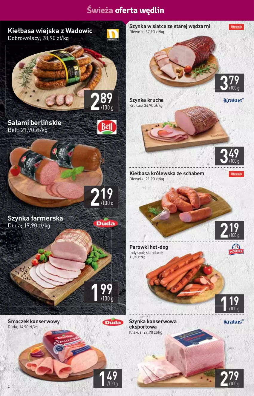 Gazetka promocyjna Stokrotka - Market - ważna 03.03 do 09.03.2022 - strona 2 - produkty: Bell, Duda, Fa, HP, Kiełbasa, Kiełbasa wiejska, Krakus, Olewnik, Parówki, Por, Salami, Ser, Sport, Szynka, Szynka farmerska, Szynka konserwowa