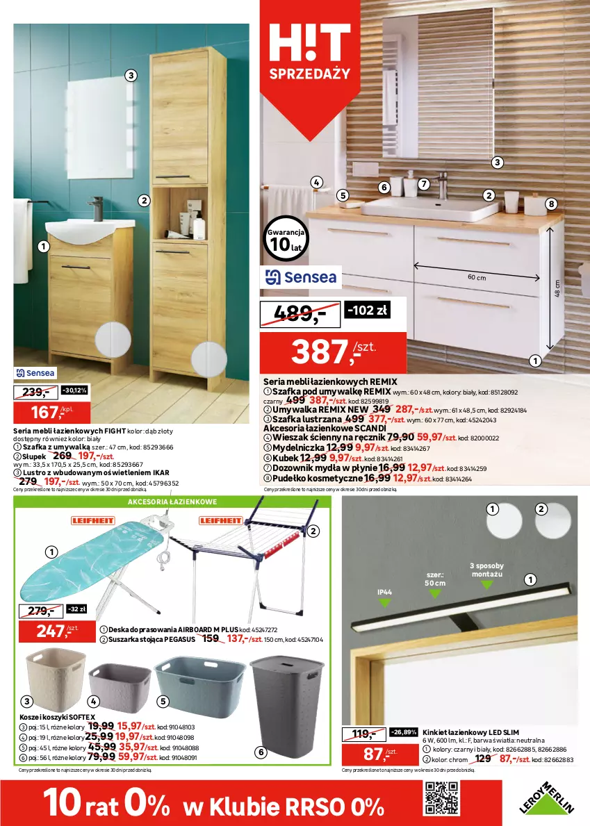 Gazetka promocyjna Leroy Merlin - Gazetka Leroy Merlin - ważna 24.07 do 13.08.2024 - strona 3 - produkty: Asus, Brodzik, Deska do prasowania, Dozownik, Dozownik mydła, Fa, Klej, Kosz, Kubek, Lustro, Mydelniczka, Osłonka, Pudełko, Ręcznik, Ser, Słupek, Sok, Suszarka, Szafka, Szafka pod umywalkę, Termos, Umywalka, Wanna, Wieszak