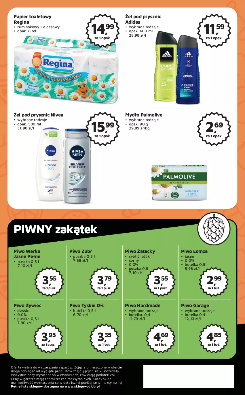 Gazetka promocyjna Odido - Gazetka - ważna 28.07 do 10.08.2023 - strona 8 - produkty: Adidas, Gin, Mydło, Nivea, Palmolive, Papier, Papier toaletowy, Piwo, Rum, Tyskie, Warka