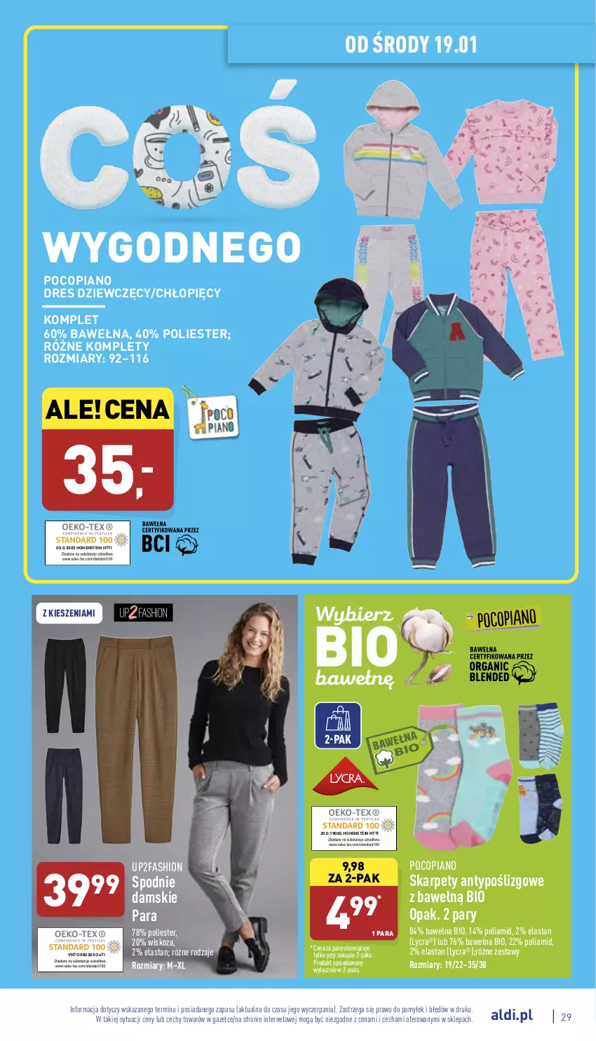 Gazetka promocyjna Aldi - Pełny katalog - ważna 17.01 do 22.01.2022 - strona 29 - produkty: Dres, Fa, Karp, Pocopiano, Spodnie, Wełna