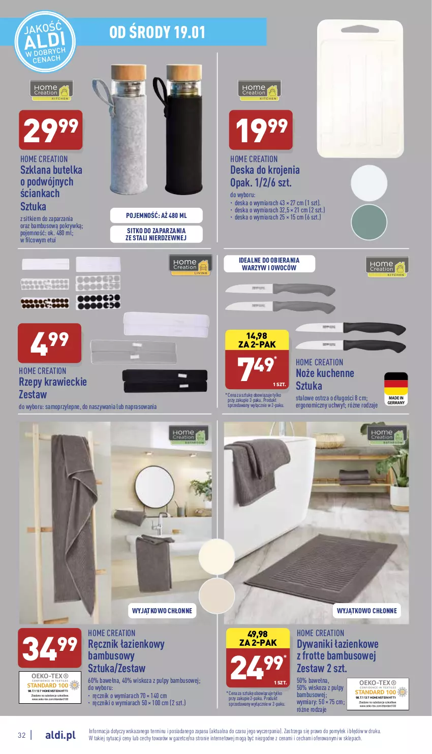 Gazetka promocyjna Aldi - Pełny katalog - ważna 17.01 do 22.01.2022 - strona 32 - produkty: Deska do krojenia, Dywan, Dywanik, LANA, Mop, Noż, O nas, Ręcznik, Sitko, Wełna