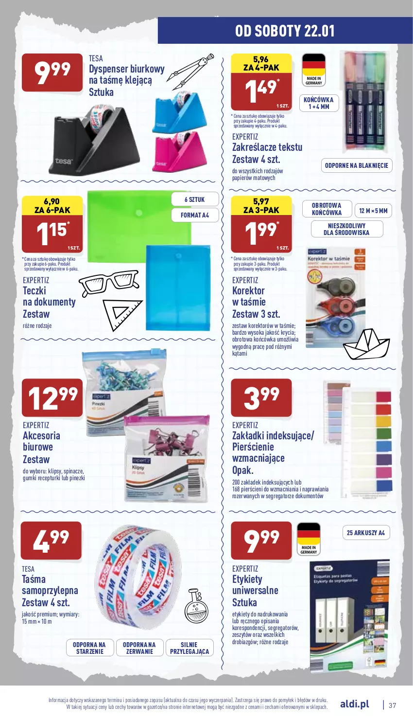 Gazetka promocyjna Aldi - Pełny katalog - ważna 17.01 do 22.01.2022 - strona 37 - produkty: Biurko, Biuro, Klej, Mop, Papier, Por, Ser, Sok