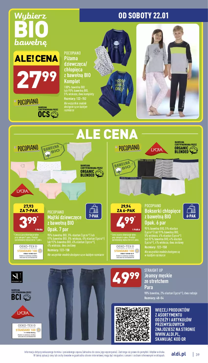 Gazetka promocyjna Aldi - Pełny katalog - ważna 17.01 do 22.01.2022 - strona 39 - produkty: Bokserki, Majtki, Piżama, Pocopiano, Ser, Wełna