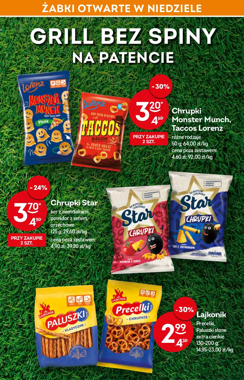 Gazetka promocyjna Żabka - ważna 11.05 do 17.05.2022 - strona 16 - produkty: Chrupki, Grill, Lajkonik, Lorenz, Monster Munch, Precelki, Ser