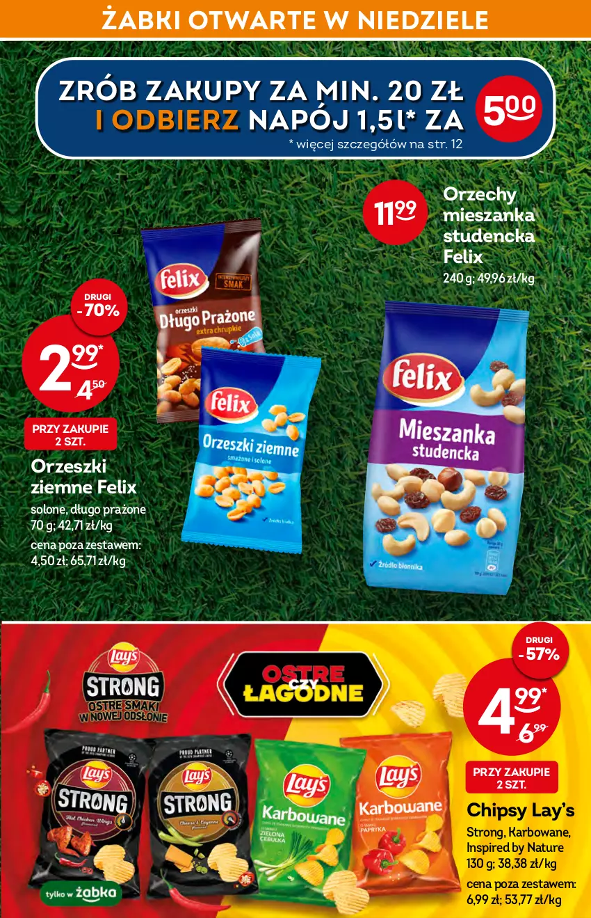 Gazetka promocyjna Żabka - ważna 11.05 do 17.05.2022 - strona 17 - produkty: Chipsy, Felix, Lay’s, Mieszanka studencka, Napój, Orzeszki, Orzeszki ziemne