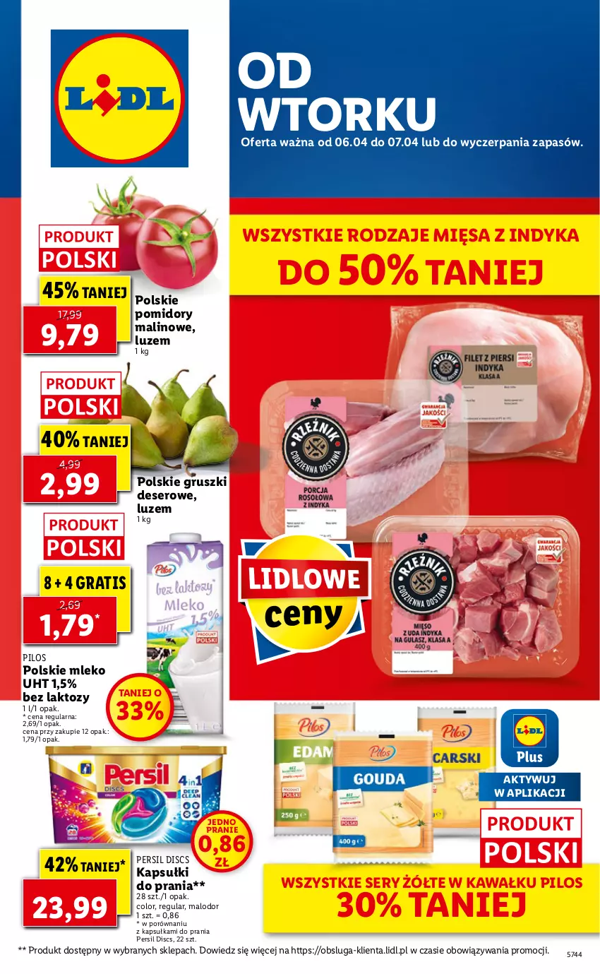 Gazetka promocyjna Lidl - GAZETKA - ważna 06.04 do 07.04.2021 - strona 1 - produkty: Deser, Gra, Gruszki, Kapsułki do prania, Kawa, Mleko, Persil, Pilos, Pomidory, Por, Ser