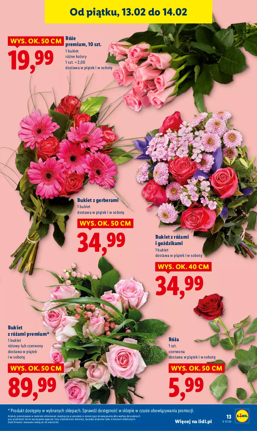Gazetka promocyjna Lidl - GAZETKA - ważna 12.02 do 14.02.2026 - strona 13 - produkty: Bukiet, Gerber, Róża