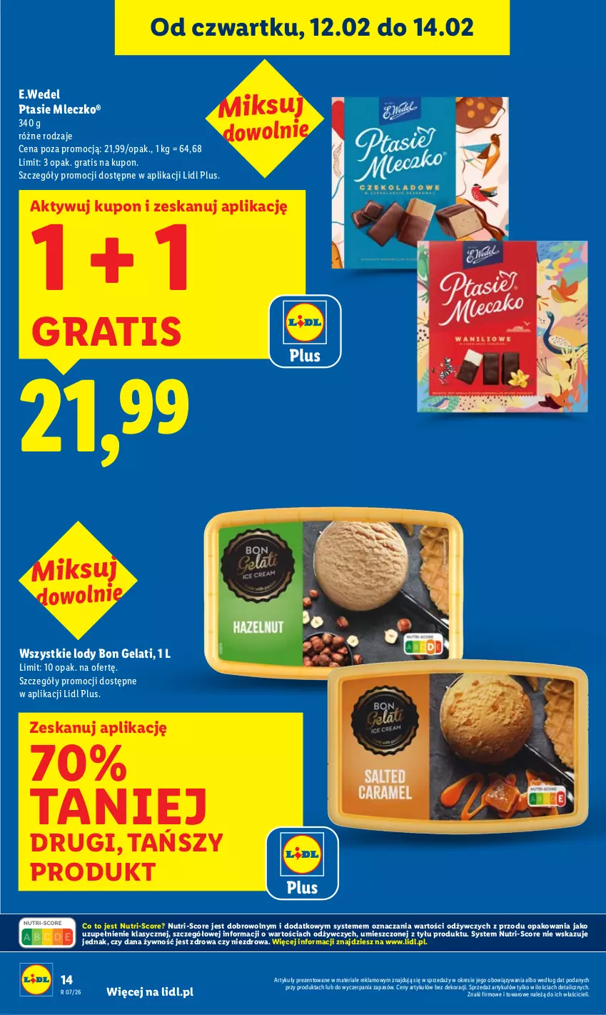 Gazetka promocyjna Lidl - GAZETKA - ważna 12.02 do 14.02.2026 - strona 14 - produkty: Gra, Lody, Mleczko, Ptasie mleczko