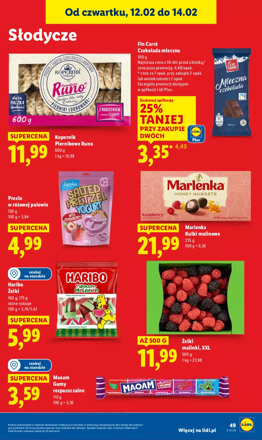 Gazetka promocyjna Lidl - GAZETKA - ważna 12.02 do 14.02.2026 - strona 49 - produkty: Czekolada, Czekolada mleczna, Haribo, Piernik, Precle