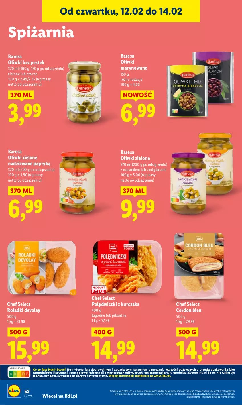 Gazetka promocyjna Lidl - GAZETKA - ważna 12.02 do 14.02.2026 - strona 52 - produkty: Cordon Bleu, Kurczak, Oliwki, Oliwki zielone, Polędwiczki z kurczaka, Stek