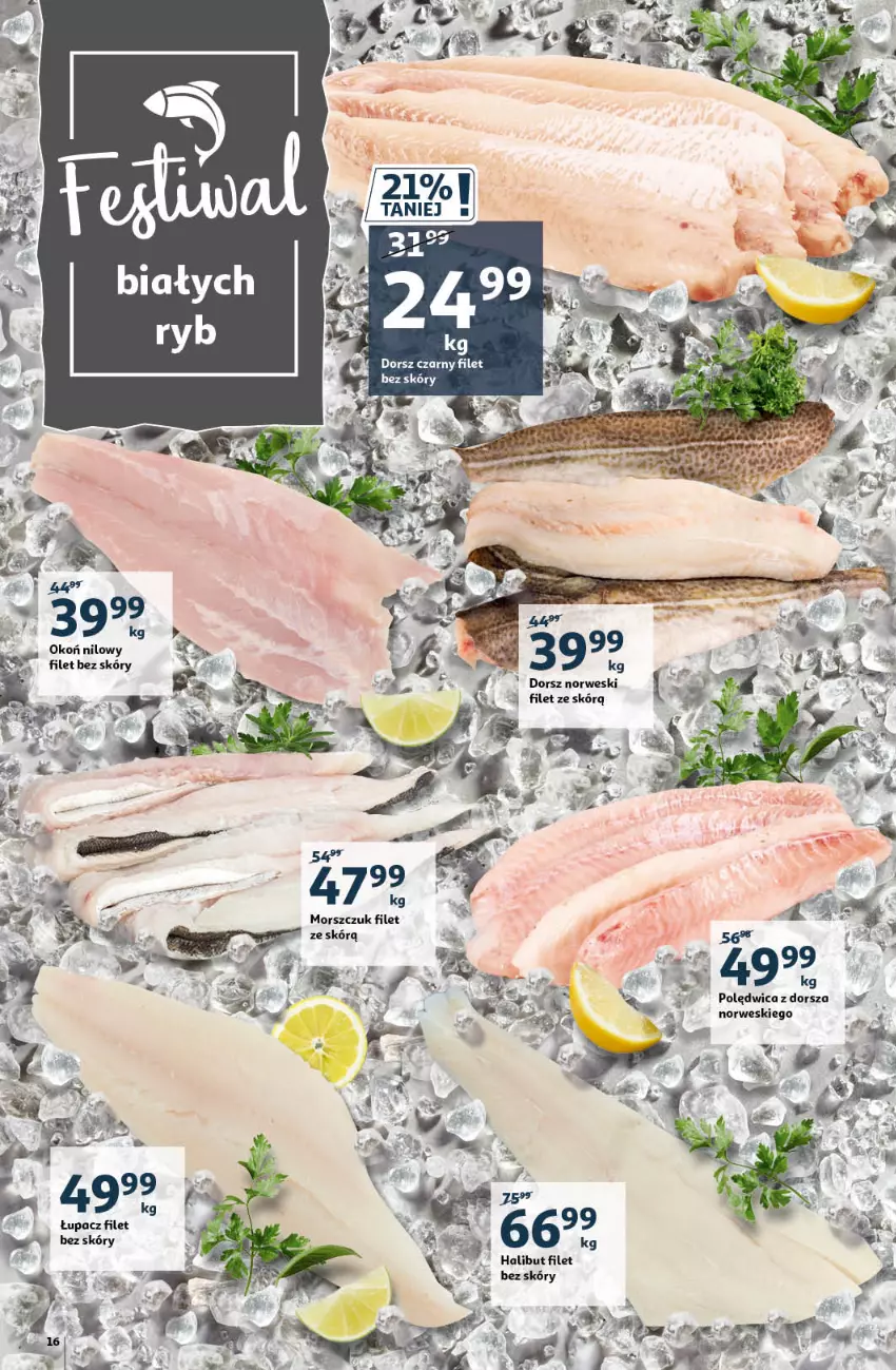 Gazetka promocyjna Auchan - Pięknego Dnia Kobiet Hipermarkety - ważna 04.03 do 10.03.2021 - strona 16 - produkty: Dorsz, Halibut, Polędwica