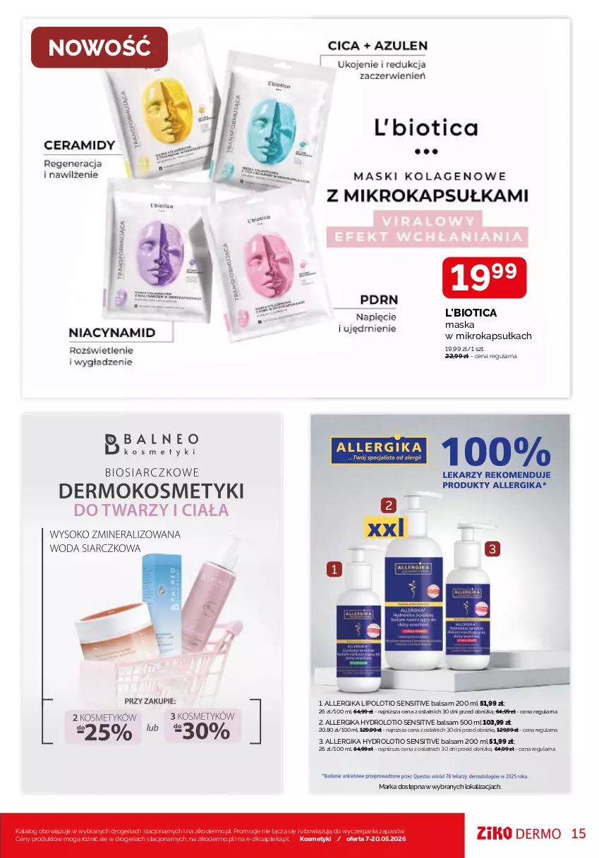 Gazetka promocyjna Ziko - Gazetka Ziko Dermo - ważna 07.05 do 20.05.2026 - strona 15 - produkty: Apteka, Avène, L'Biotica, Mars, Maska, Okap, Ser, Sesderma