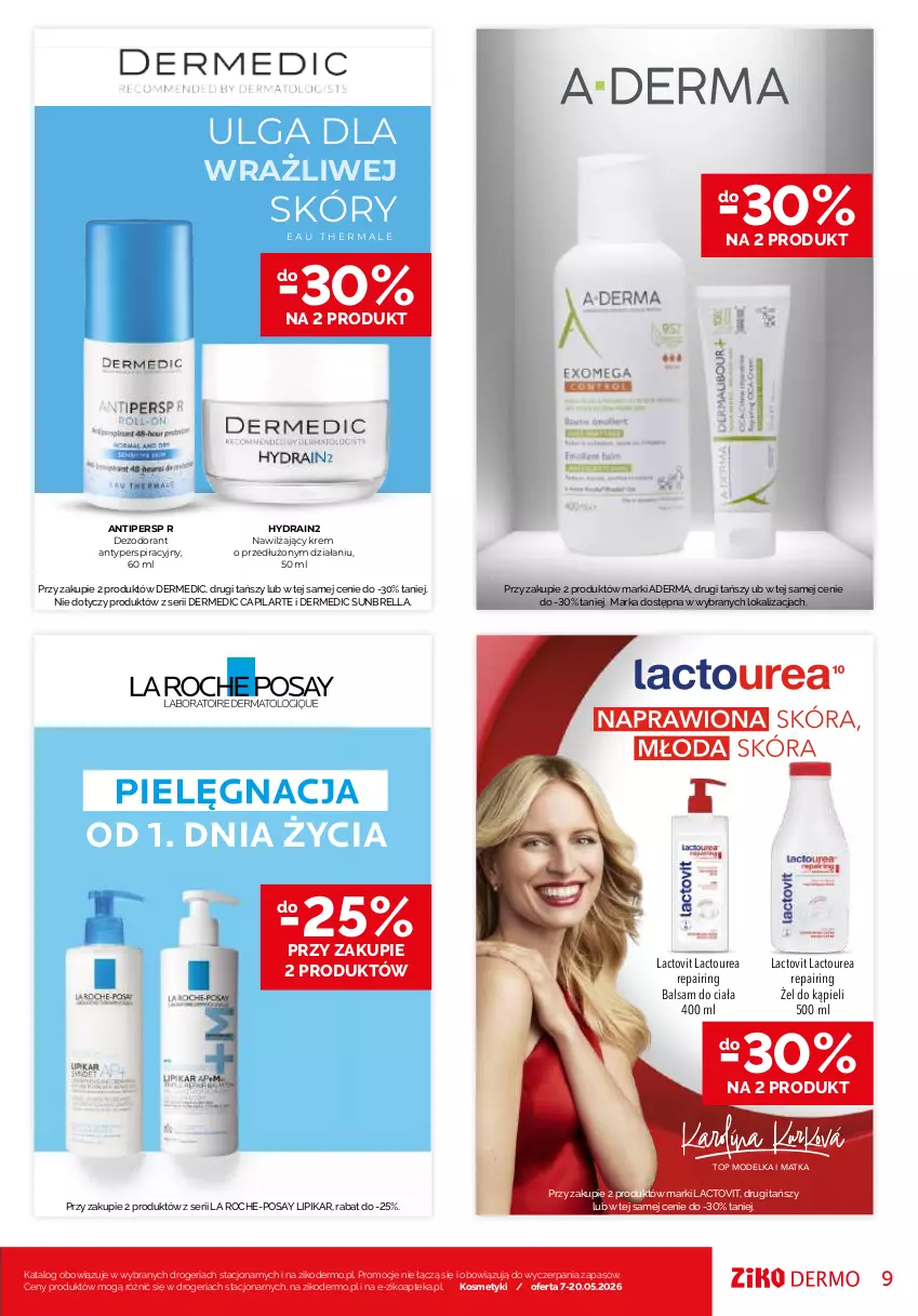 Gazetka promocyjna Ziko - Gazetka Ziko Dermo - ważna 07.05 do 20.05.2026 - strona 9 - produkty: Apteka, Balsam do ciała, Capilarte, Dermedic, Dezodorant, Gra, Krem do twarzy, La Roche-Posay, LG, Lipikar, Maska, Maska do twarzy, Peeling, Pur, Ser, Top