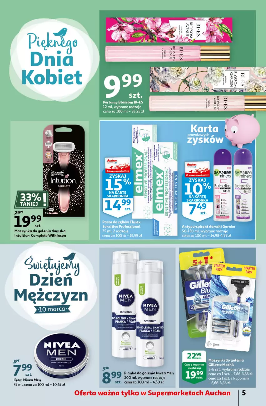 Gazetka promocyjna Auchan - Pięknego Dnia Kobiet Supermarkety - ważna 04.03 do 10.03.2021 - strona 5 - produkty: Dior, Fa, Garnier, Maszynka, Maszynka do golenia, Nivea, Nivea Men, Pianka do golenia, Szynka