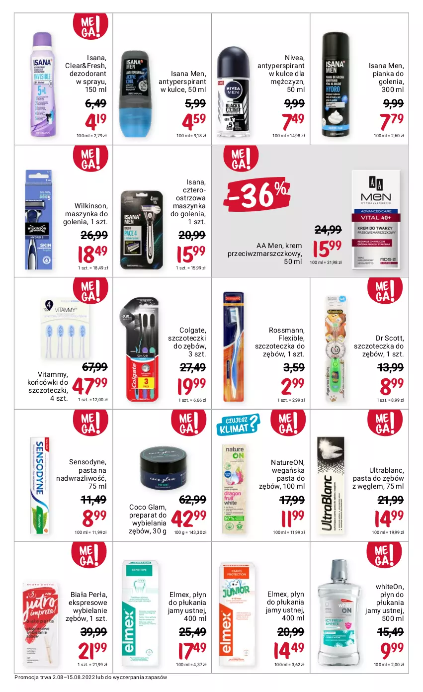 Gazetka promocyjna Rossmann - ważna 02.08 do 15.08.2022 - strona 4 - produkty: Antyperspirant, Colgate, Dezodorant, Elmex, Isana, Końcówki do szczoteczk, Krem przeciwzmarszczkowy, LG, Mars, Maszynka, Maszynka do golenia, Nivea, Pasta do zębów, Perła, Pianka do golenia, Płyn do płukania, Płyn do płukania jamy ustnej, Sensodyne, Szczoteczka, Szczoteczka do zębów, Szynka