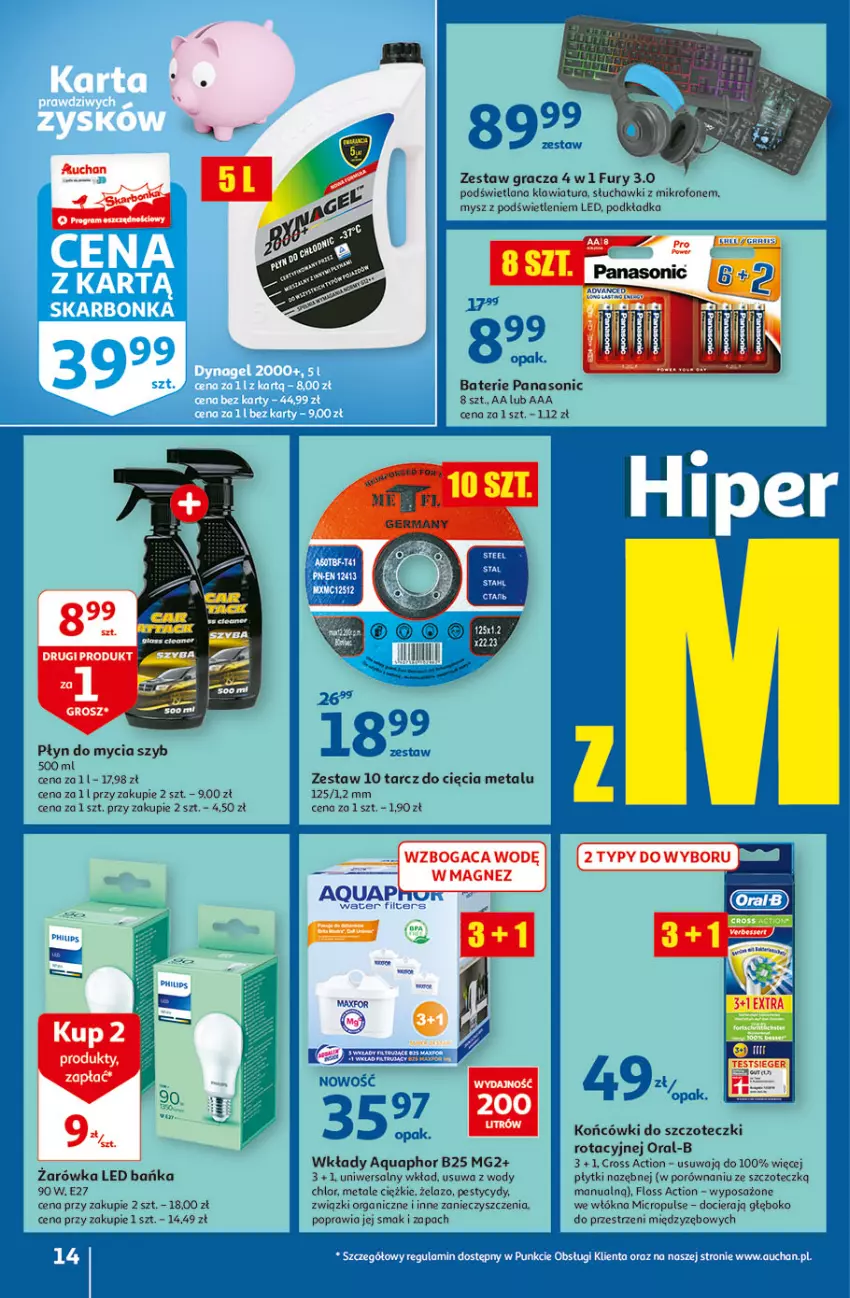 Gazetka promocyjna Auchan - Hiperoszczędzanie w wersji Maxi Paki Hipermarkety - ważna 16.09 do 22.09.2021 - strona 14 - produkty: Aquaphor, Gra, Klawiatura, Końcówki do szczoteczk, LANA, Magnez, Mikrofon, Mysz, Panasonic, Płyn do mycia, Podkład, Podkładka, Por, Słuchawki