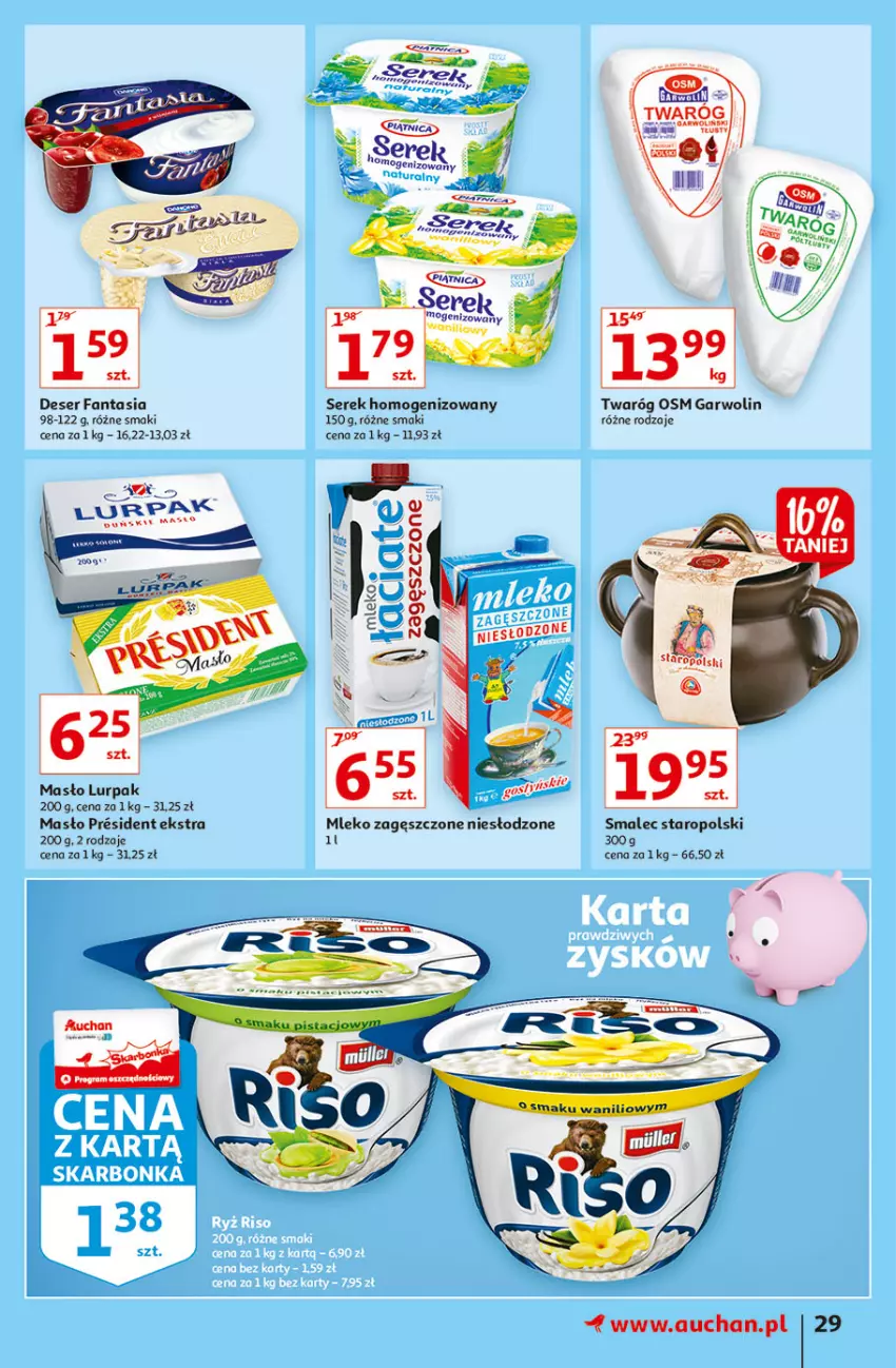 Gazetka promocyjna Auchan - Hiperoszczędzanie w wersji Maxi Paki Hipermarkety - ważna 16.09 do 22.09.2021 - strona 29 - produkty: Deser, Fa, Fanta, Lurpak, Masło, Mleko, Mleko zagęszczone, Ser, Serek, Serek homogenizowany, Smalec, Twaróg