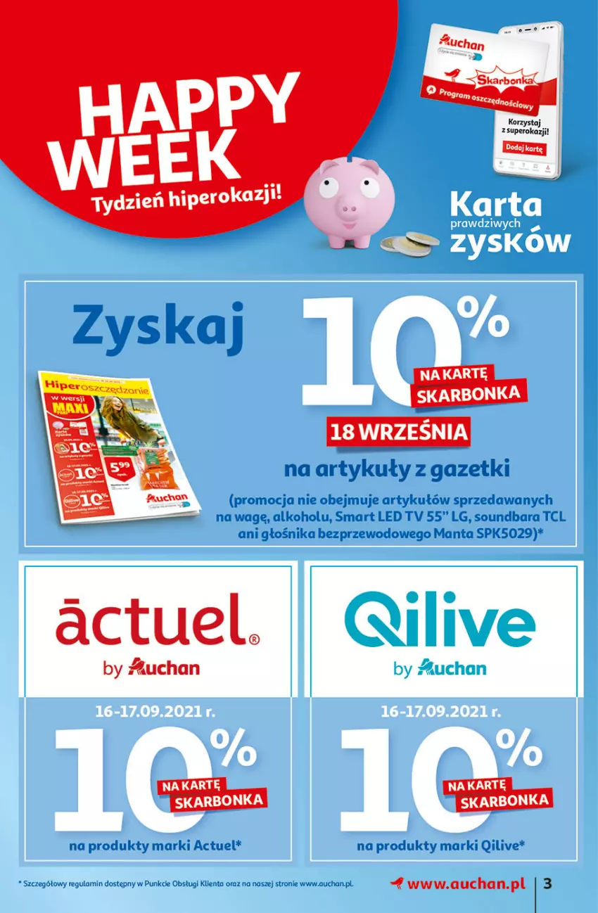 Gazetka promocyjna Auchan - Hiperoszczędzanie w wersji Maxi Paki Hipermarkety - ważna 16.09 do 22.09.2021 - strona 3 - produkty: Głośnik, LED TV, LG, Manta, Soundbar