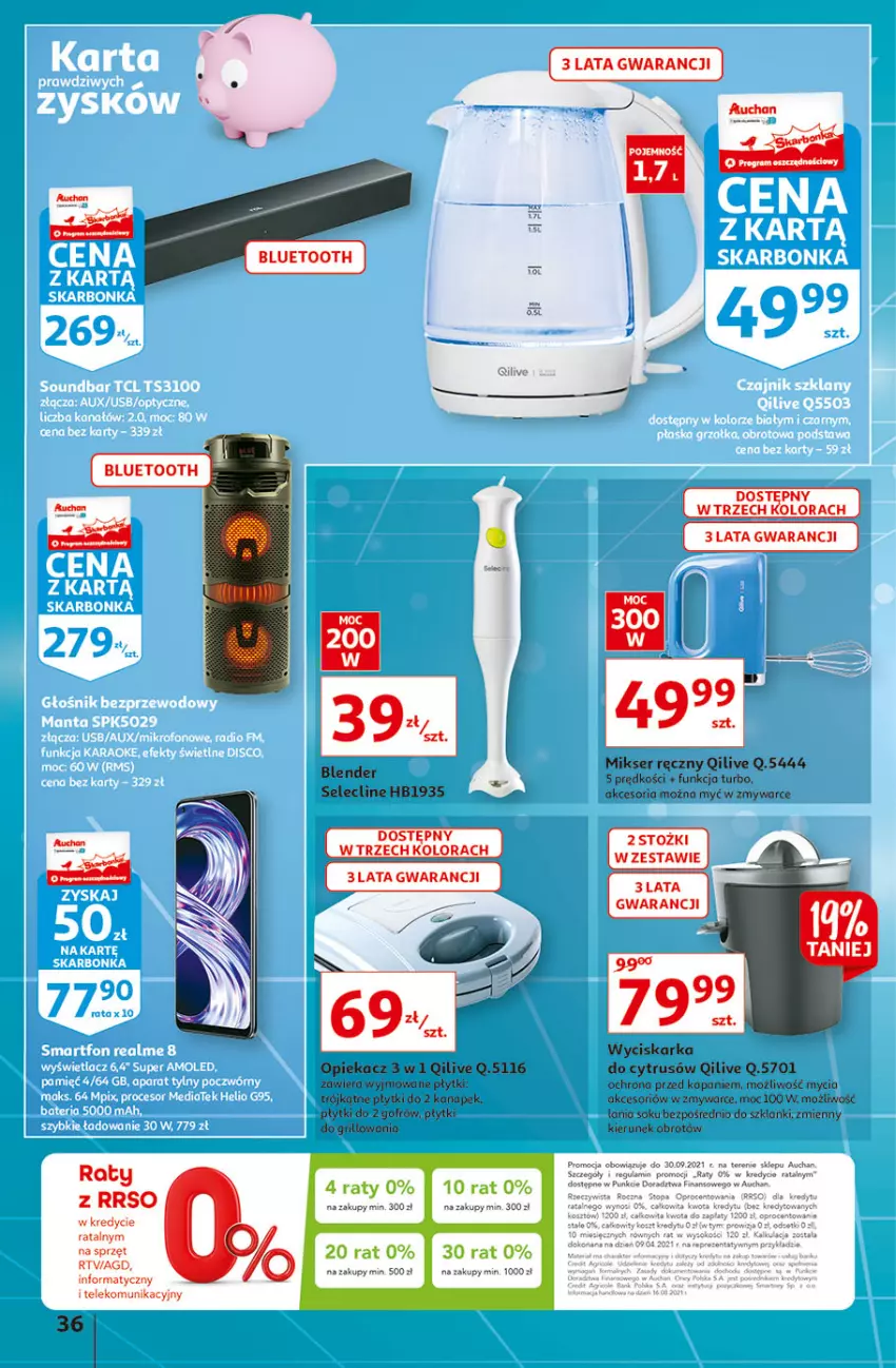 Gazetka promocyjna Auchan - Hiperoszczędzanie w wersji Maxi Paki Hipermarkety - ważna 16.09 do 22.09.2021 - strona 36 - produkty: Blender, Clin, Grill, Lanki, Mikser, Mikser ręczny, Ser, Sok, Wyciskarka