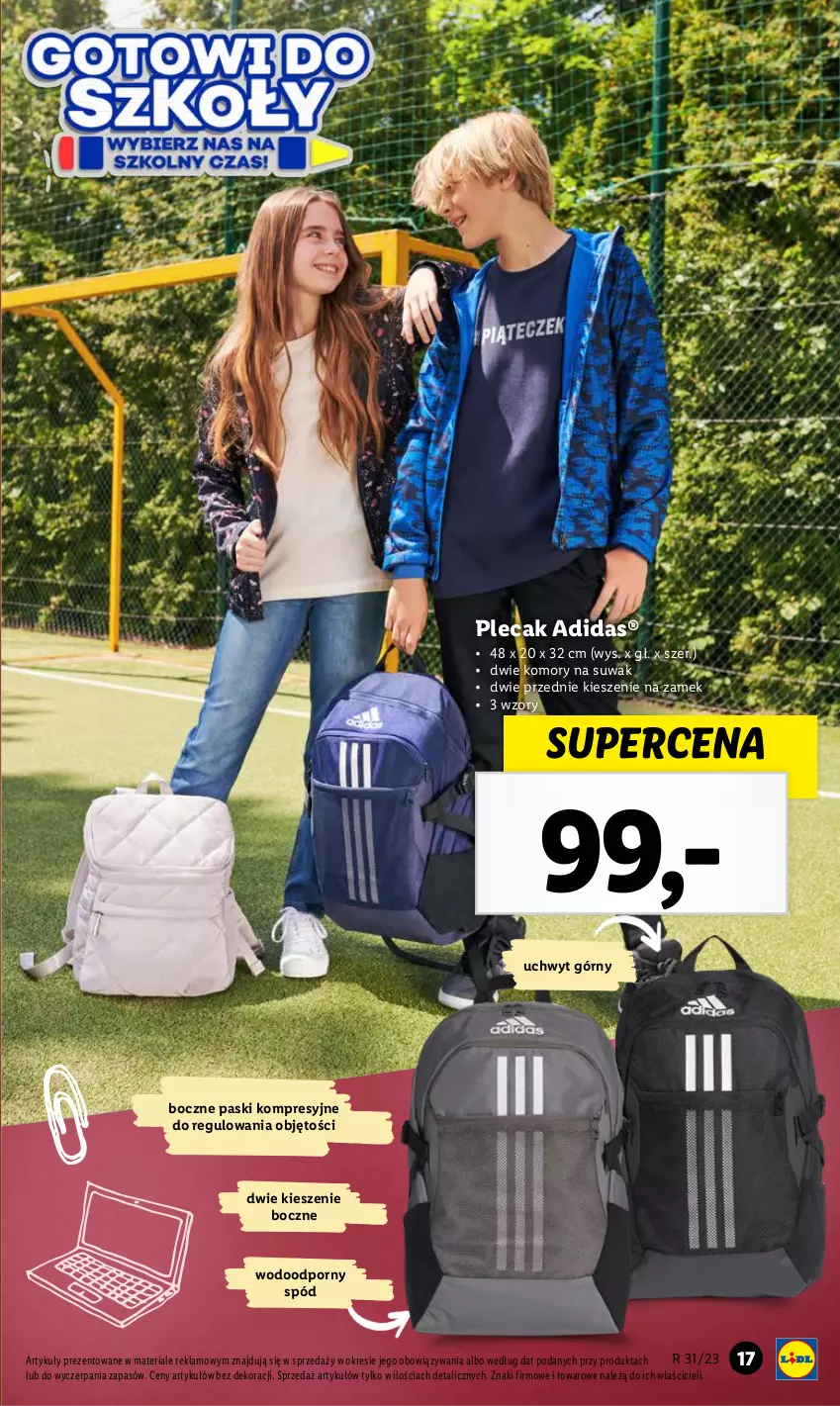 Gazetka promocyjna Lidl - GAZETKA - ważna 31.07 do 05.08.2023 - strona 17 - produkty: Adidas, Plecak, Por