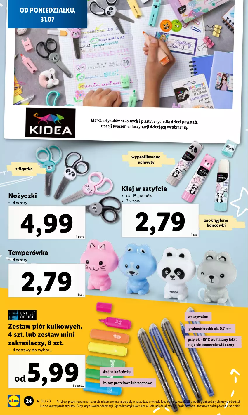 Gazetka promocyjna Lidl - GAZETKA - ważna 31.07 do 05.08.2023 - strona 24 - produkty: Dzieci, Fa, Gra, Klej, Noż, Nożyczki, Uchwyty