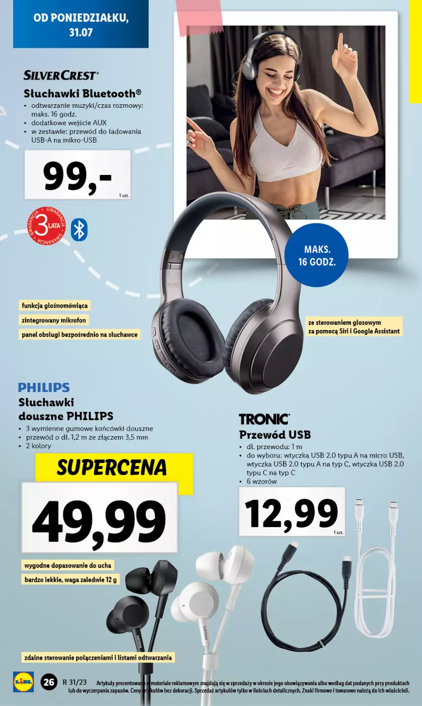 Gazetka promocyjna Lidl - GAZETKA - ważna 31.07 do 05.08.2023 - strona 26 - produkty: Mikrofon, Philips, Przewód, Silvercrest, Słuchawki, Słuchawki bluetooth, Waga