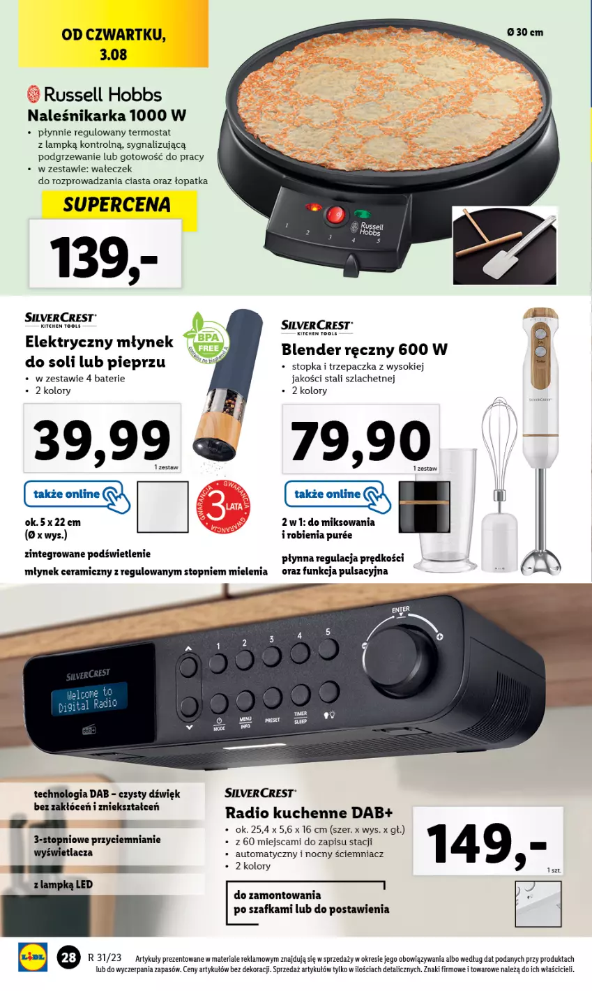 Gazetka promocyjna Lidl - GAZETKA - ważna 31.07 do 05.08.2023 - strona 28 - produkty: Blender, Blender ręczny, Młynek, Pieprz, Pur, Silvercrest, Sok, Szafka, Termos, Top, Trzepaczka