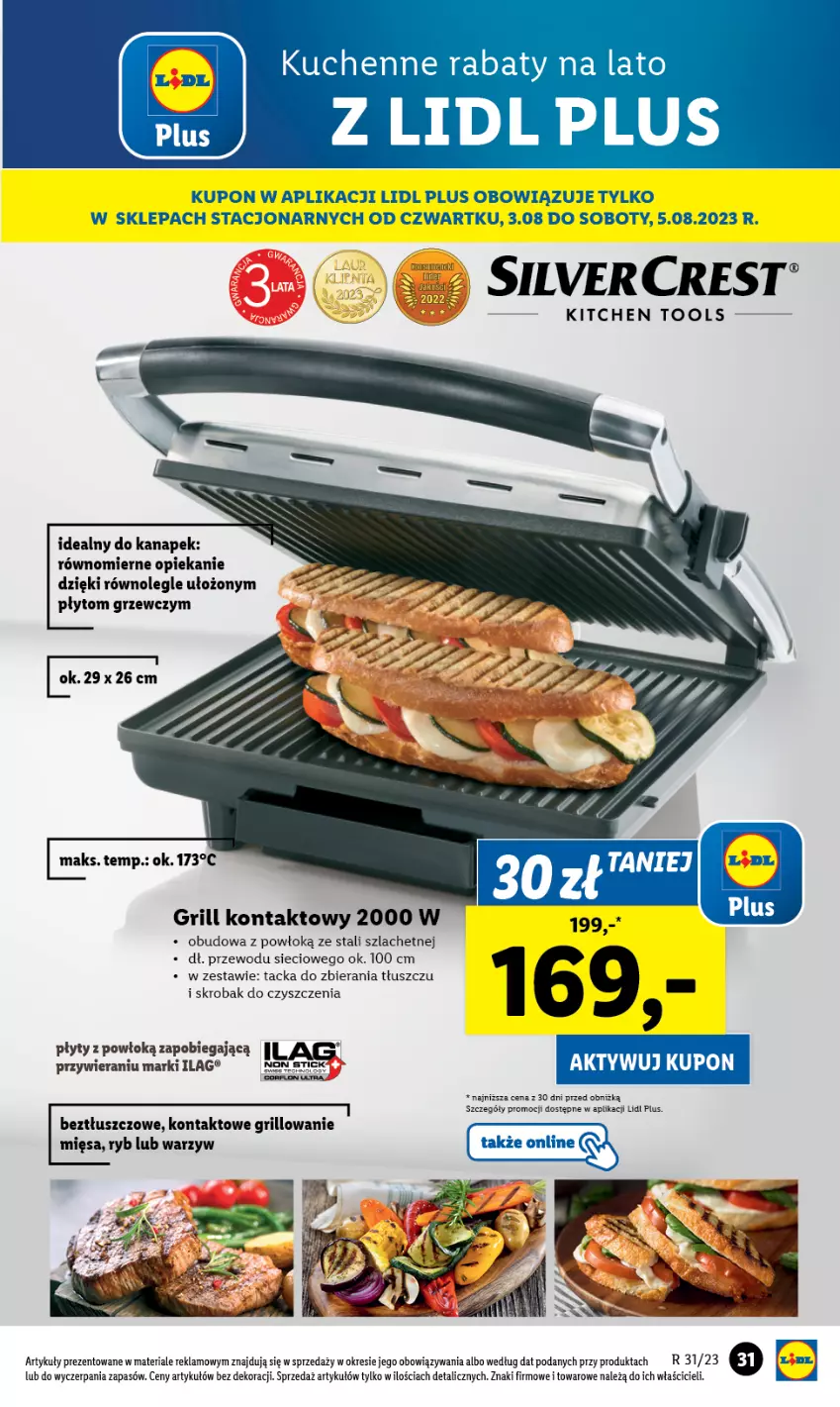 Gazetka promocyjna Lidl - GAZETKA - ważna 31.07 do 05.08.2023 - strona 31 - produkty: Grill, Grill kontaktowy, Silvercrest