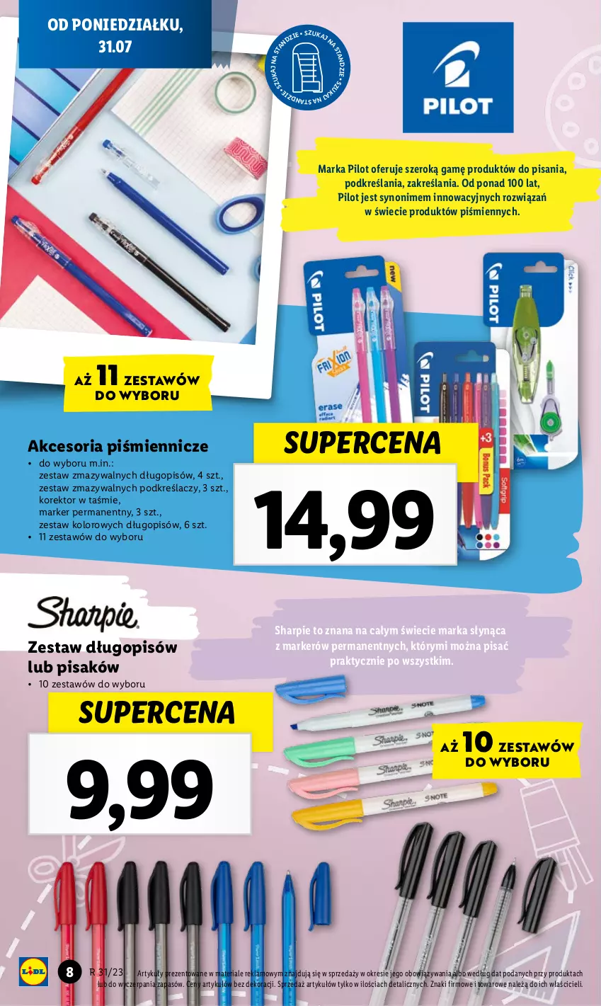 Gazetka promocyjna Lidl - GAZETKA - ważna 31.07 do 05.08.2023 - strona 8 - produkty: Długopis, Marker, Sharp