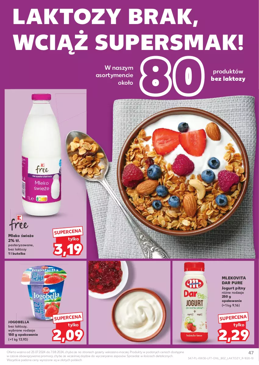 Gazetka promocyjna Kaufland - Gazetka tygodnia - ważna 25.07 do 31.07.2024 - strona 47 - produkty: Bell, Bella, Jogobella, Jogurt, Jogurt pitny, Mleko, Mlekovita, Pur