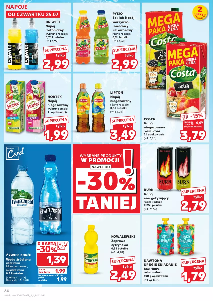 Gazetka promocyjna Kaufland - Gazetka tygodnia - ważna 25.07 do 31.07.2024 - strona 64 - produkty: Dawtona, Hortex, LANA, Lipton, Mus, Napój, Napój izotoniczny, Napój niegazowany, Napoje, Sok, Woda