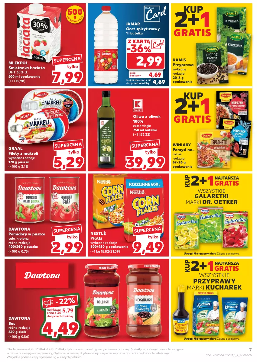 Gazetka promocyjna Kaufland - Gazetka tygodnia - ważna 25.07 do 31.07.2024 - strona 7 - produkty: Dawtona, Dr. Oetker, Gala, Galaretki, Gin, Gra, Graal, Kamis, Kucharek, Nestlé, Ocet, Oliwa z oliwek, Pomidory, Przyprawy, Sos, Waga, Winiary