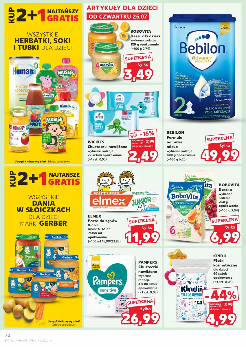 Gazetka promocyjna Kaufland - Gazetka tygodnia - ważna 25.07 do 31.07.2024 - strona 72 - produkty: BEBILON, BoboVita, Chusteczki, Deser, Dzieci, Elmex, Gerber, Gra, Kindii, Pampers, Pasta do zębów, Płatki kosmetyczne, Ser, Sok, Waga