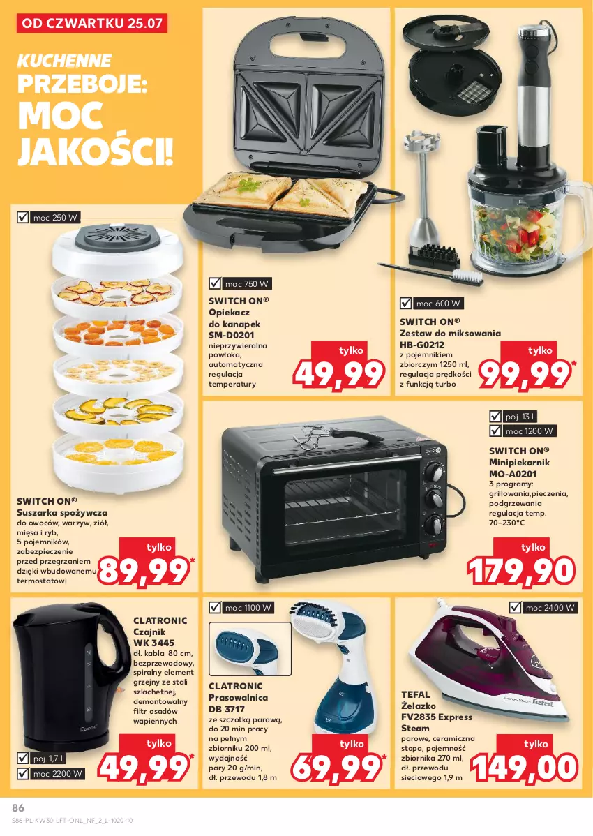 Gazetka promocyjna Kaufland - Gazetka tygodnia - ważna 25.07 do 31.07.2024 - strona 86 - produkty: Czajnik, Fa, Gra, Grill, Minipiekarnik, Opiekacz do kanapek, Piec, Piekarnik, Pojemnik, Suszarka, Tefal, Termos, Top