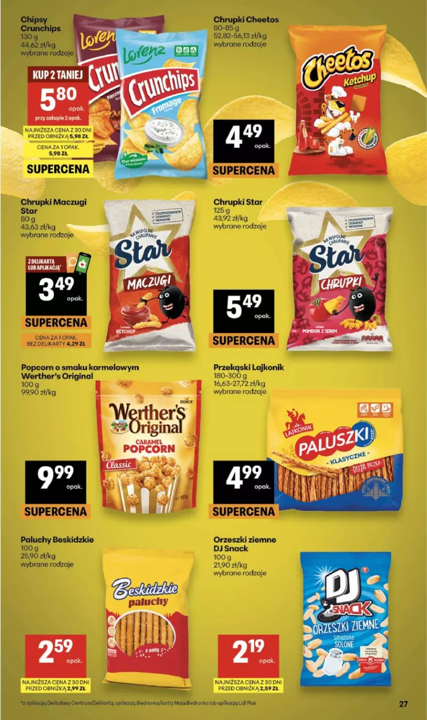 Gazetka promocyjna Delikatesy Centrum - Franczyza DC12 Czwartek - ważna 19.03 do 25.03.2026 - strona 27 - produkty: Beskidzki, Cheetos, Chipsy, Chrupki, Crunchips, Dron, Gin, Lajkonik, Orzeszki, Orzeszki ziemne, Popcorn, Rum