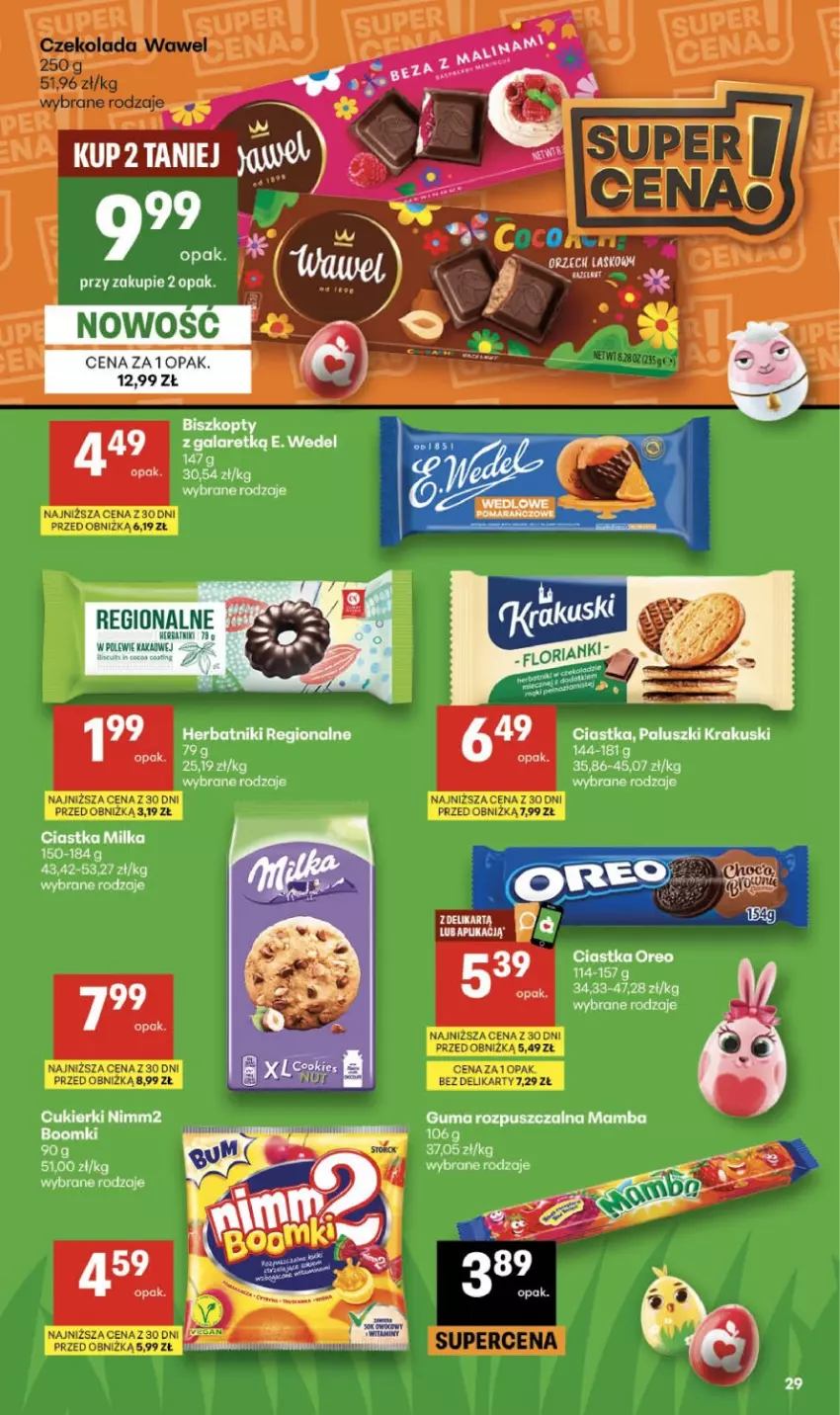 Gazetka promocyjna Delikatesy Centrum - Franczyza DC12 Czwartek - ważna 19.03 do 25.03.2026 - strona 29 - produkty: Ciastka, Cukier, Cukierki, E. Wedel, Gala, Guma rozpuszczalna, Herbatniki, Krakus, Krakuski, Mamba, Milka, Nimm2