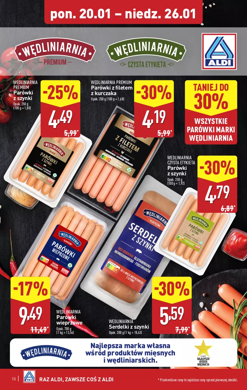 Gazetka promocyjna Aldi - Pełna oferta - ważna 20.01 do 26.01.2025 - strona 10 - produkty: Kurczak, Parówki, Parówki z szynki, Ser, Serdelki