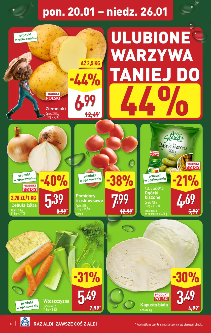 Gazetka promocyjna Aldi - Pełna oferta - ważna 20.01 do 26.01.2025 - strona 6 - produkty: All Seasons, Cebula, Pomidory, Warzywa, Ziemniaki